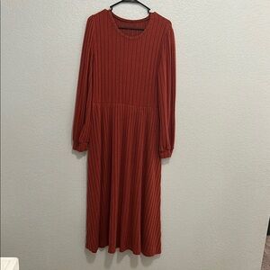 Elegant Red Ribbed Dress